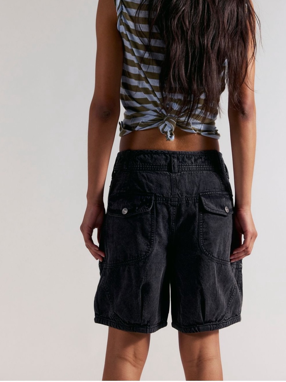 Free People Wild Rebel Barrel Shorts Black 14 NWT Wide Leg Denim Jean Short - Picture 3 of 11